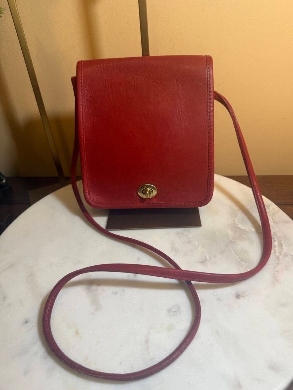 Classic Red Leather Crossbody Bag - Timeless Minimalist Style